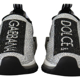 Dolce & Gabbana Silver Rhinestones Sorrento Sneakers Shoes