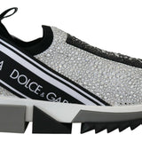 Dolce & Gabbana Silver Rhinestones Sorrento Sneakers Shoes