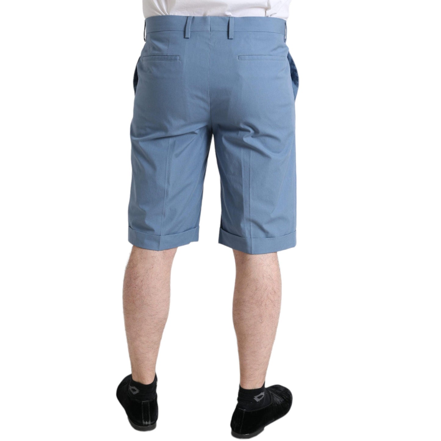 Dolce & Gabbana Sky Blue Cotton Folded Hem Men Bermuda Shorts