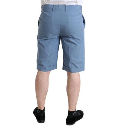 Dolce & Gabbana Sky Blue Cotton Folded Hem Men Bermuda Shorts