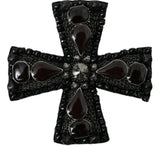 Dolce & Gabbana Sort Crystals Embellished Cross Pin Brooch-Modeoutlet