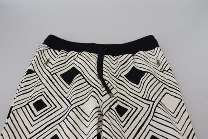 Dolce & Gabbana Sort Hvid Bomuld Bukser & Jeans Sport Bukser & Jeans