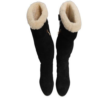 Dolce & Gabbana Suede Leather Knee High Boots Black