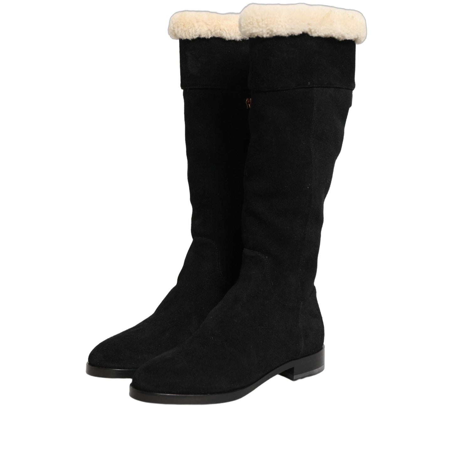 Dolce & Gabbana Suede Leather Knee High Boots Black