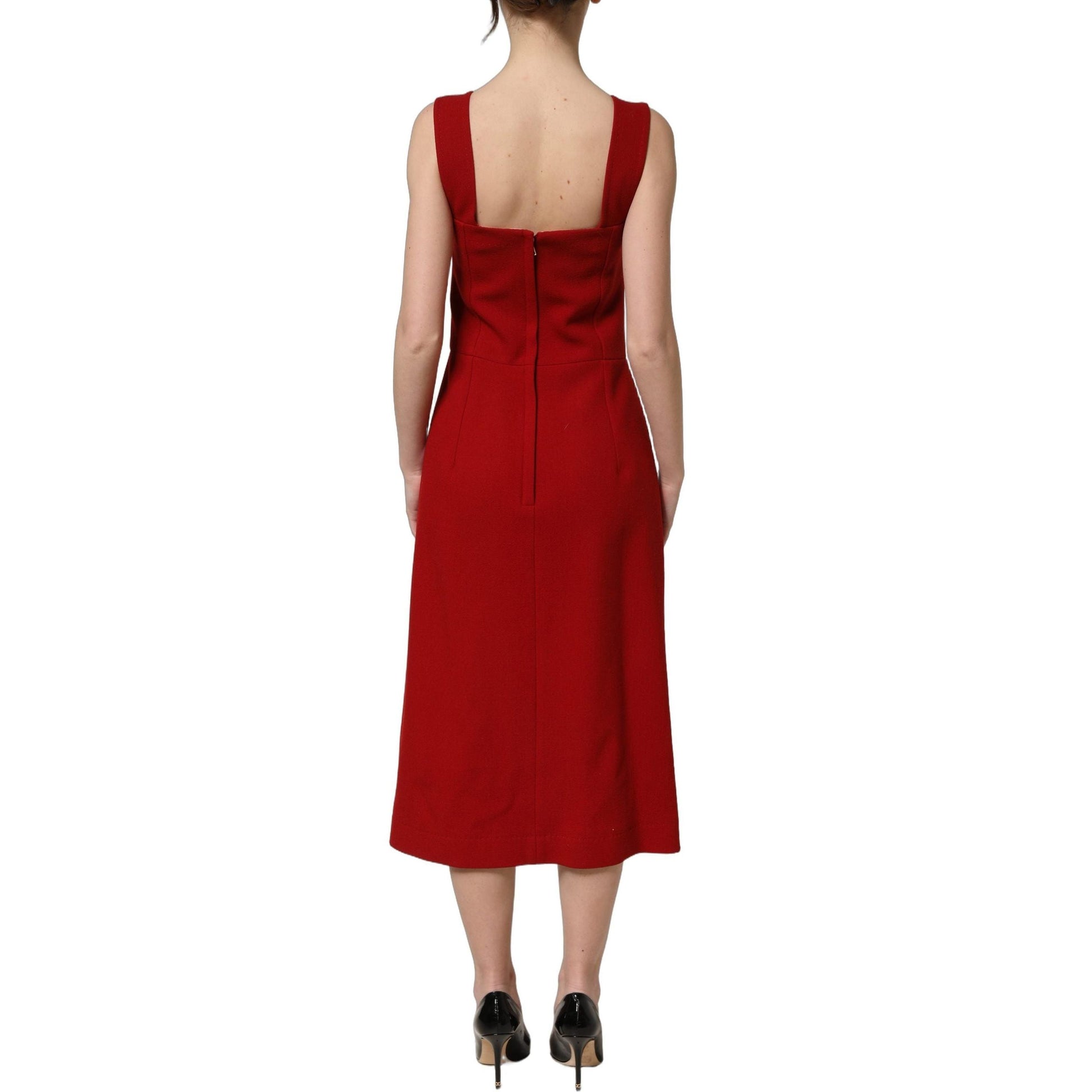 Dolce & Gabbana Two Tone Pink Wool Sleeveless Midi Dress