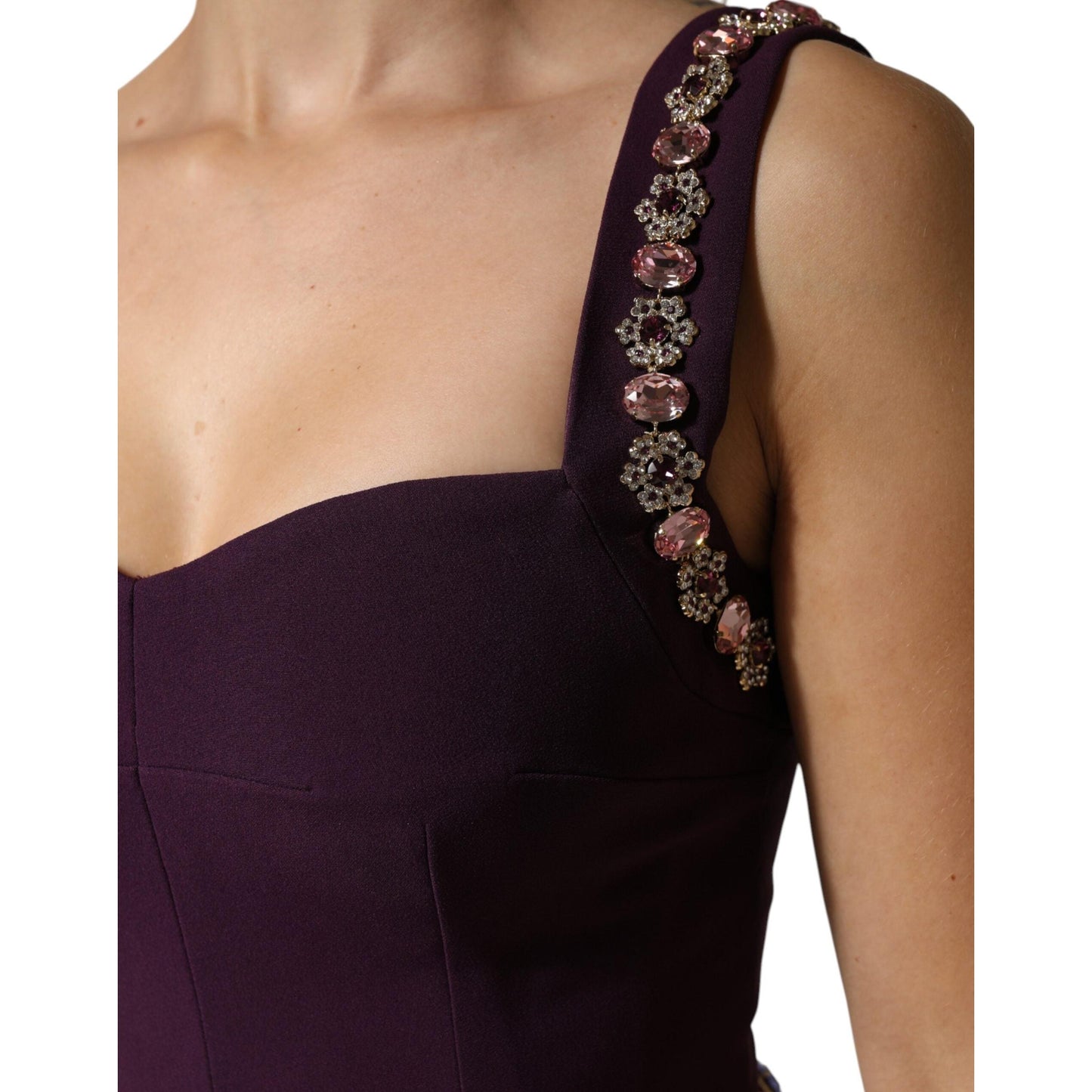 Dolce & Gabbana Violet Embellished Sheath Mermaid Gown Dress