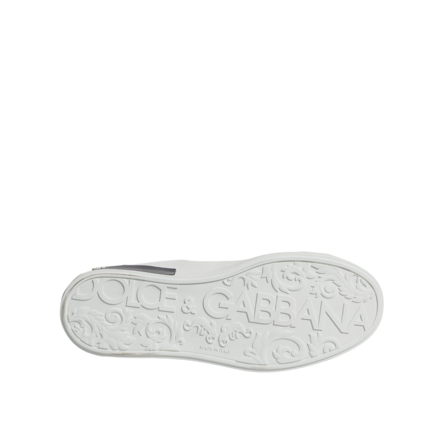 Dolce & Gabbana White Black Leather Portofino Sneakers Shoes