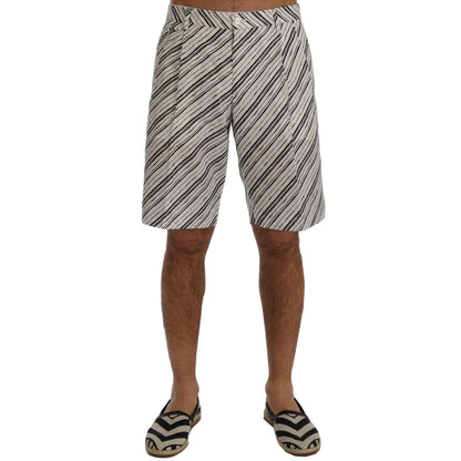 Dolce & Gabbana White Black Striped Casual Shorts