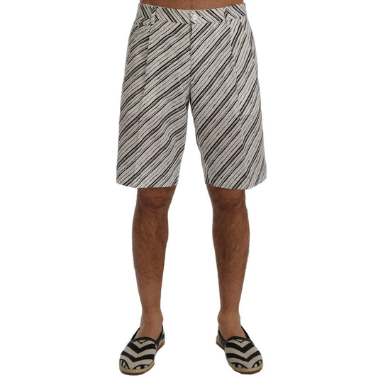 Dolce & Gabbana White Black Striped Casual Shorts