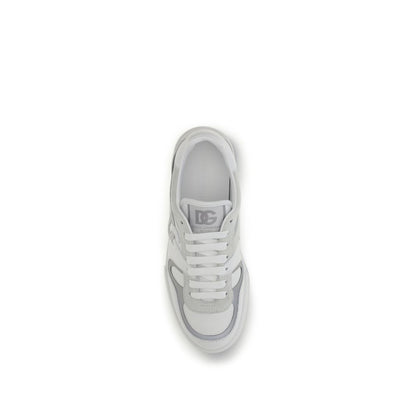 Dolce & Gabbana White Calf Leather Bos Taurus Low Top Sneakers