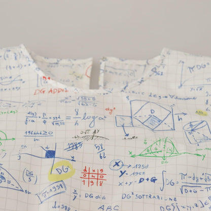 Dolce & Gabbana White Cotton Algebra Print Short Sleeves Top