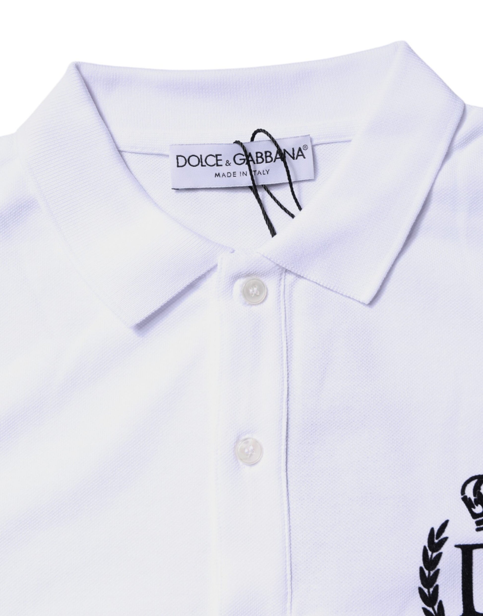 Dolce & Gabbana White Cotton Crown Collared Men Polo T-shirt
