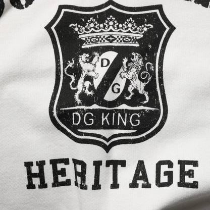 Dolce & Gabbana White Cotton DG ROYAL Print Hooded Sweater