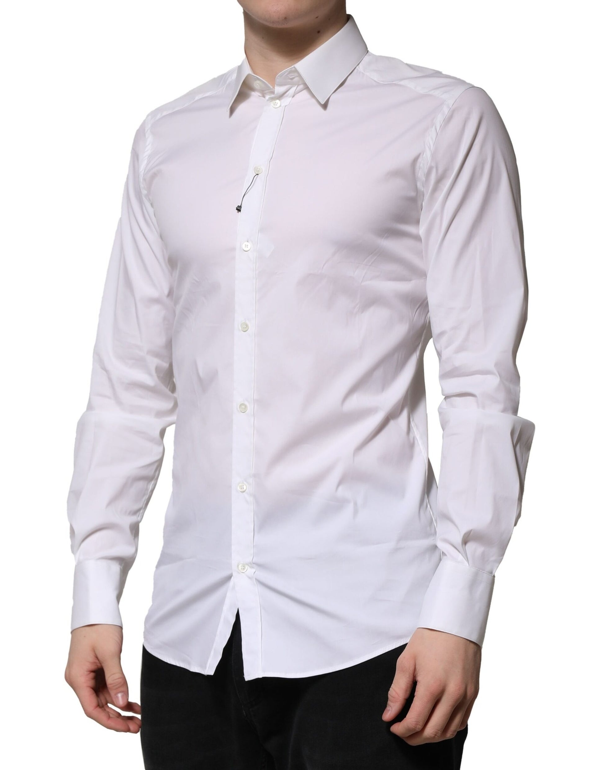 Dolce & Gabbana White Cotton GOLD Long Sleeves Formal Shirt