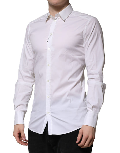 Dolce & Gabbana White Cotton GOLD Long Sleeves Formal Shirt
