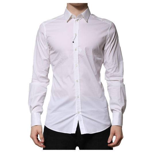 Dolce & Gabbana White Cotton GOLD Long Sleeves Formal Shirt