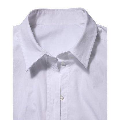Dolce & Gabbana White Cotton Long Sleeves Collared Top Shirt
