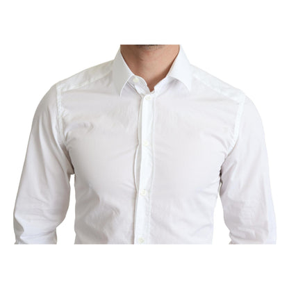 Dolce & Gabbana White Cotton Long Sleeves Men Formal Shirt
