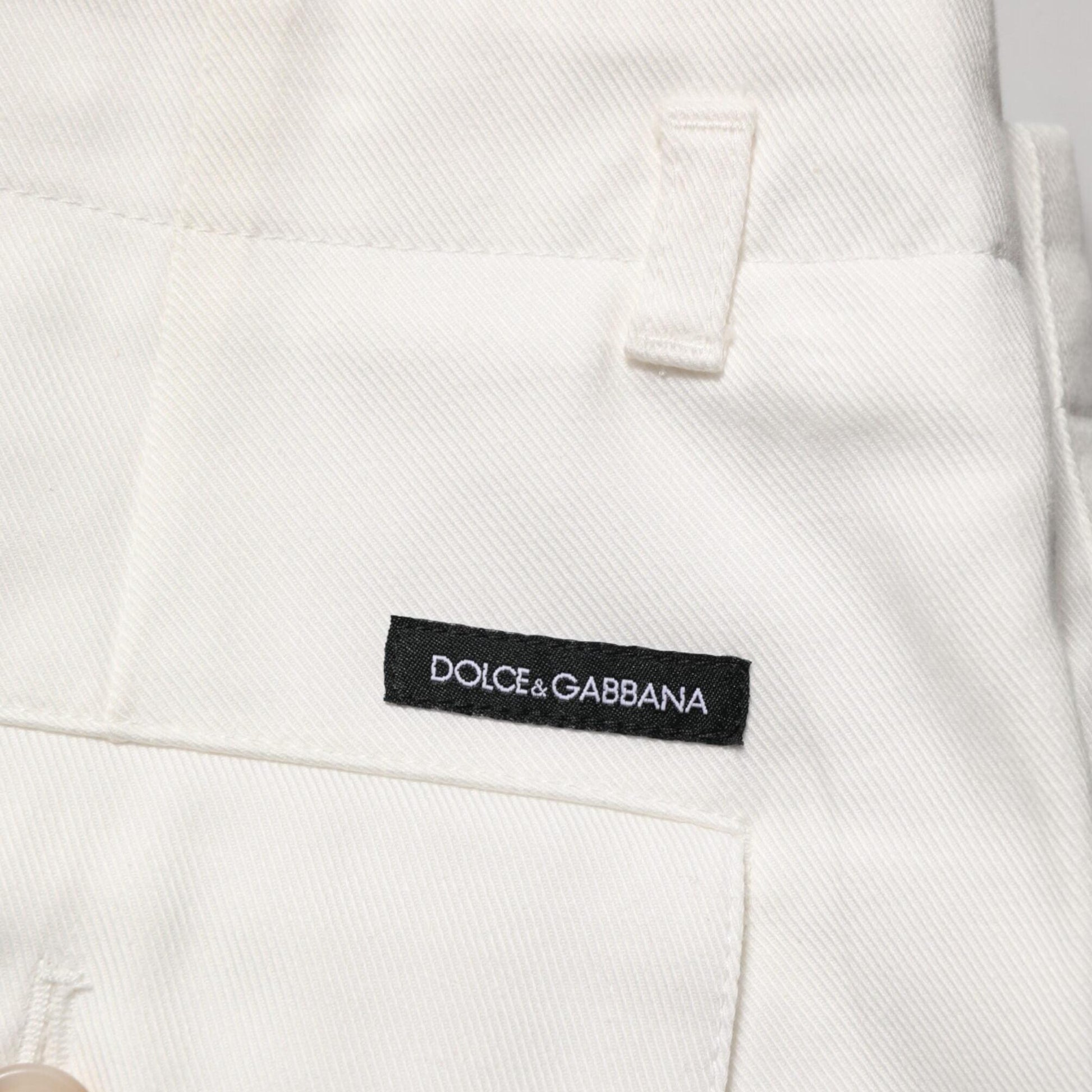 Dolce & Gabbana White Cotton Mid Waist Men Bermuda Shorts