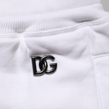 Dolce & Gabbana White Cotton Ripped Bermuda Sweatpants Shorts