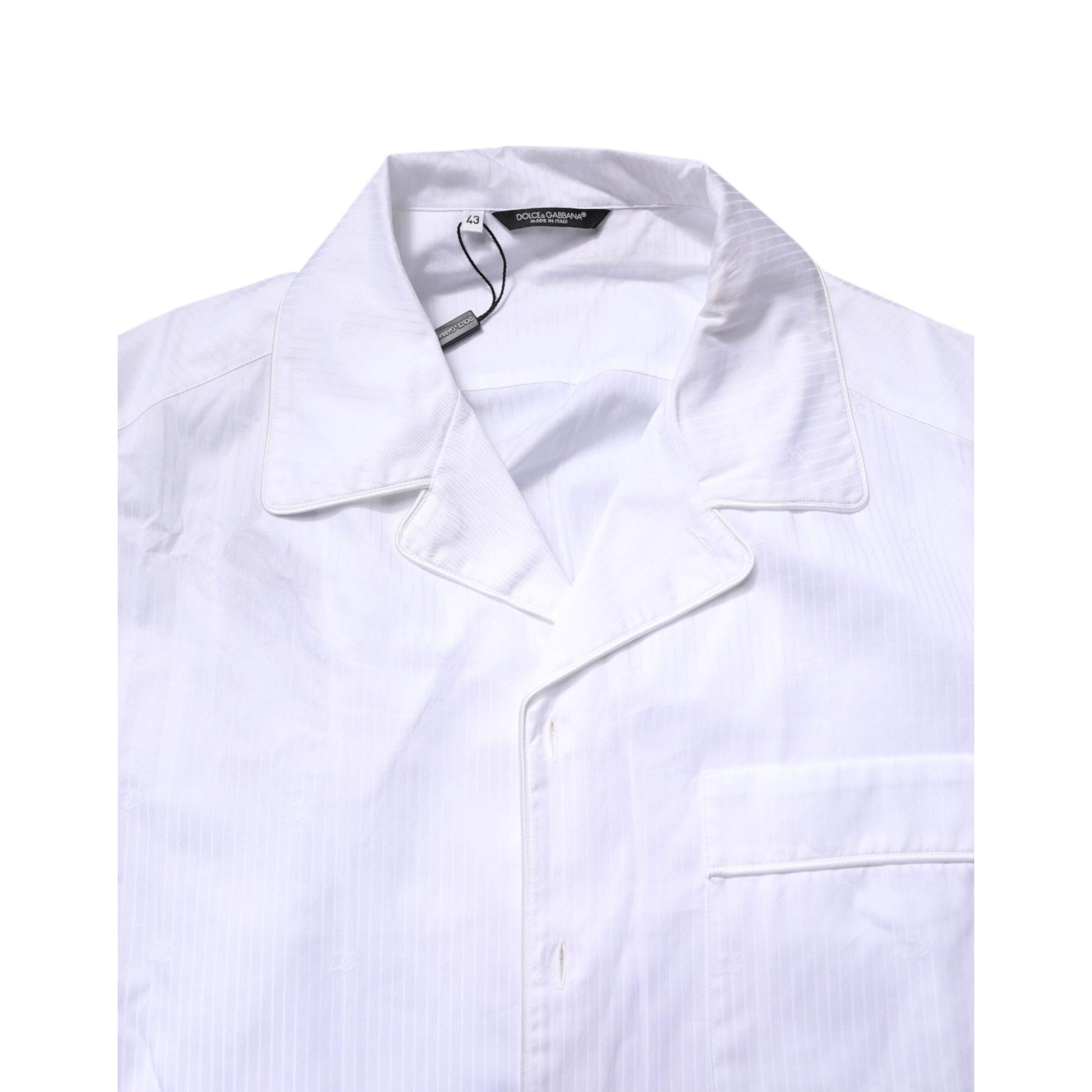 Dolce & Gabbana White Cotton Shirt Pants Pajama Set Sleepwear