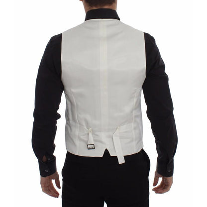 Dolce & Gabbana White Cotton Silk Blend Dress Vest Blazer