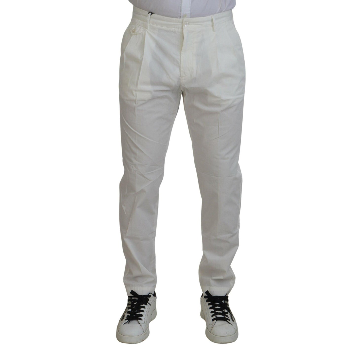 Dolce & Gabbana White Cotton Skinny Chino Pants