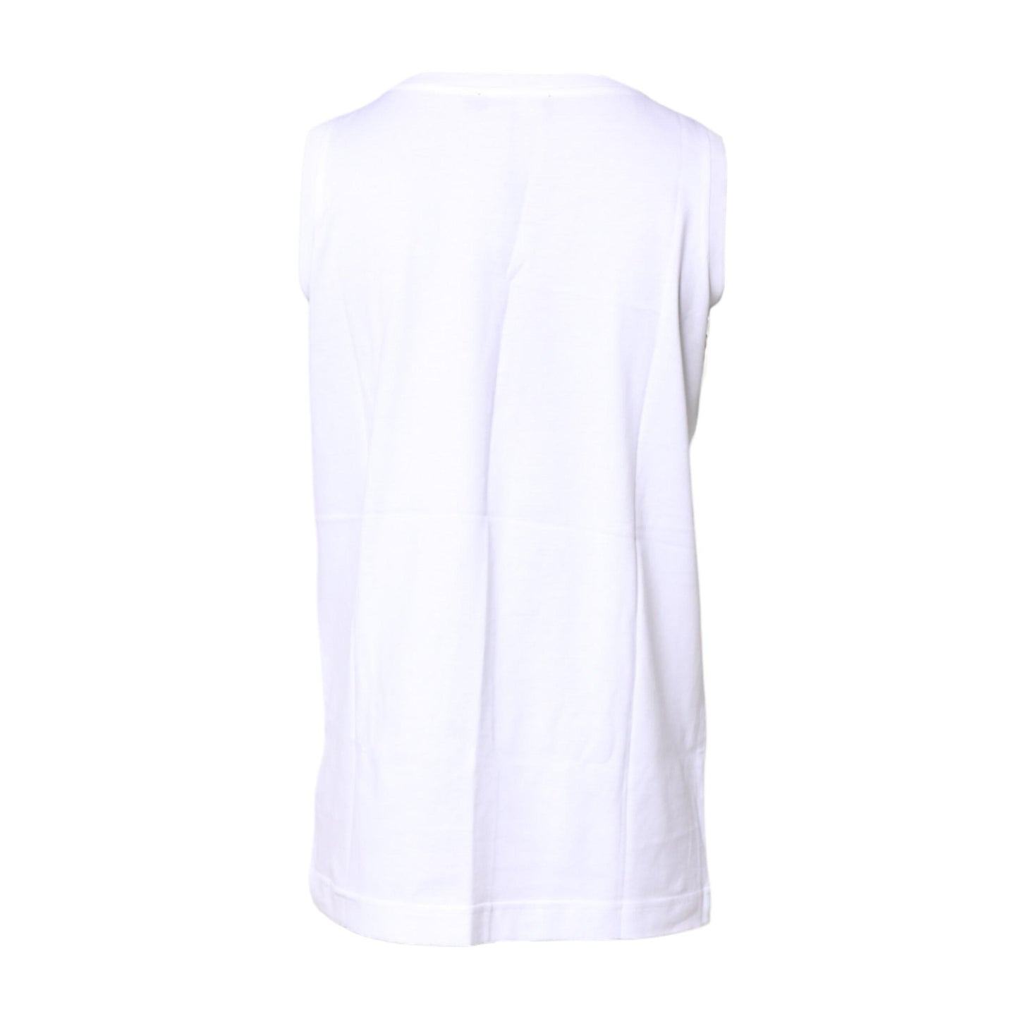 Dolce & Gabbana White Cotton Sleeveless Crew Neck T-shirt