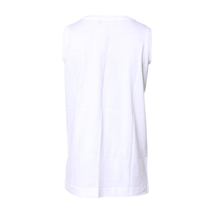 Dolce & Gabbana White Cotton Sleeveless Crew Neck T-shirt