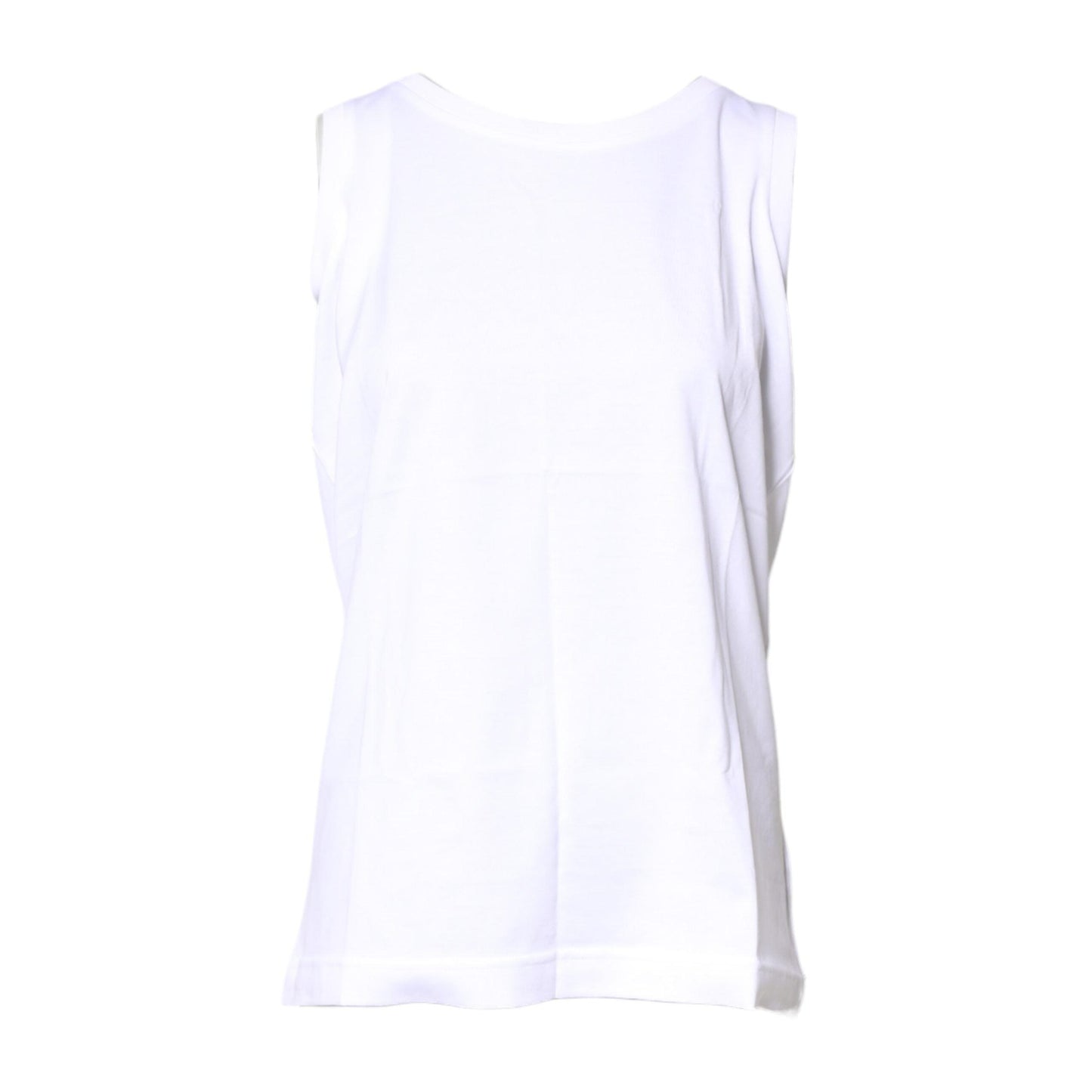 Dolce & Gabbana White Cotton Sleeveless Crew Neck T-shirt