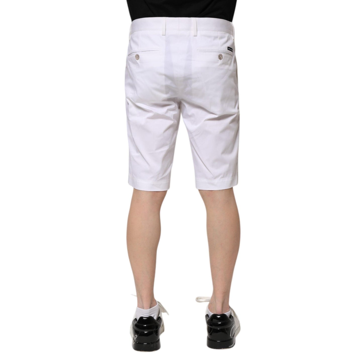 Dolce & Gabbana White Cotton Stretch Men Denim Bermuda Shorts