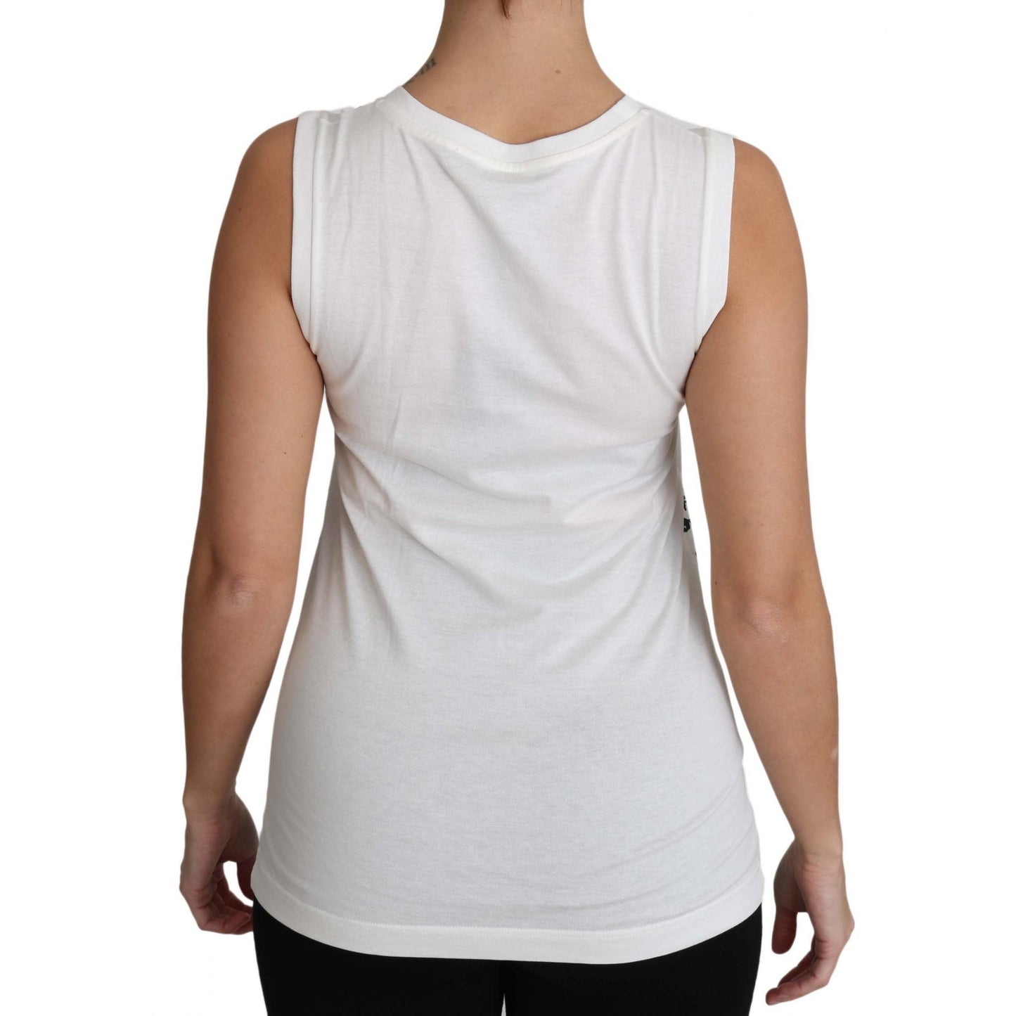 Dolce & Gabbana White Cotton #dgfamily Sleeveless Shirt Tank Top