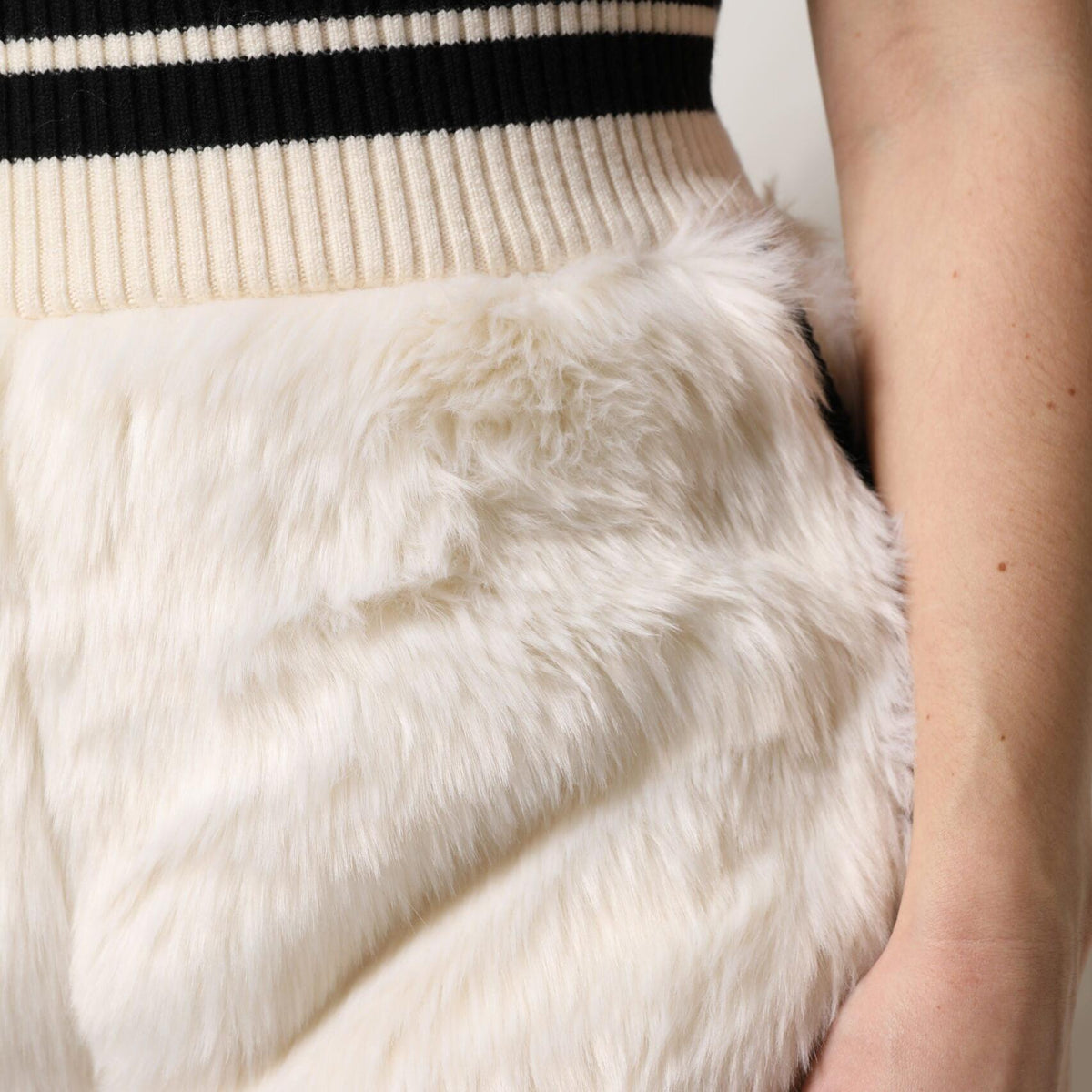 Dolce & Gabbana White Faux Fur High-Waisted Shorts