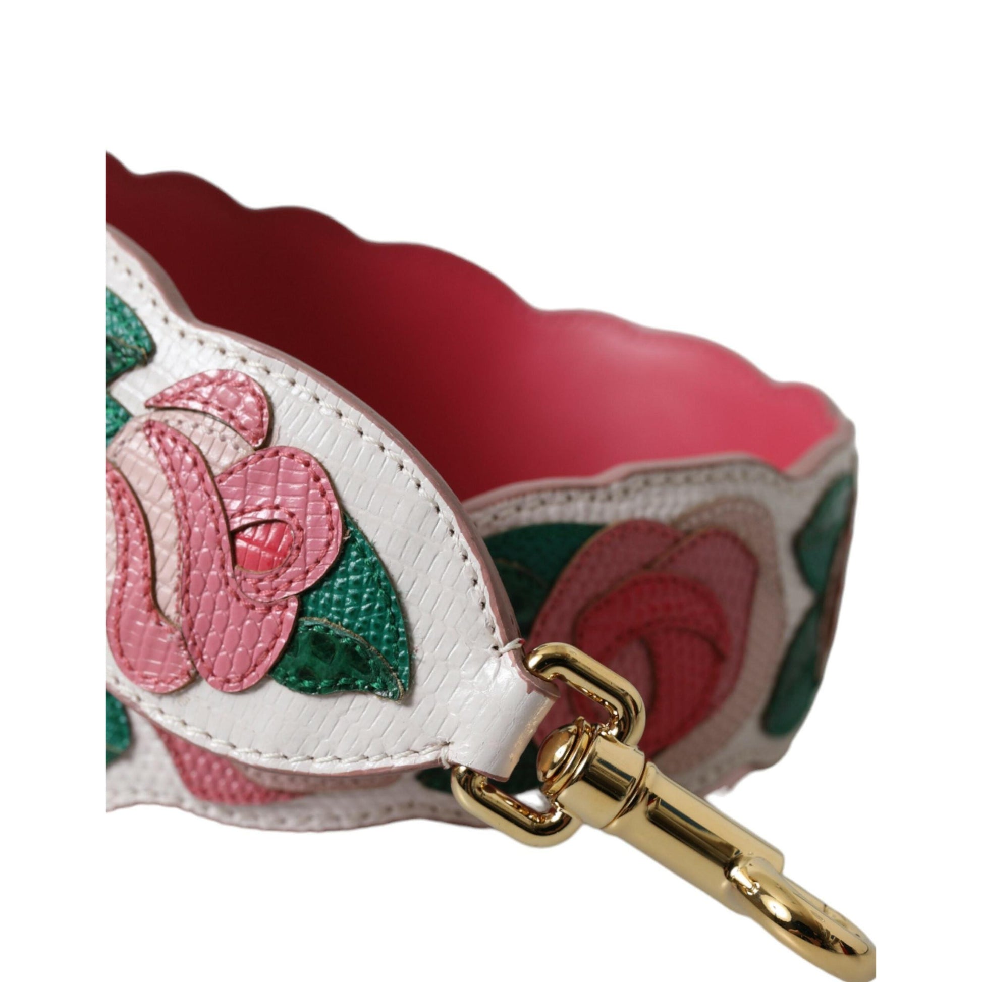 Dolce & Gabbana White Floral Leather Accessory Shoulder Strap