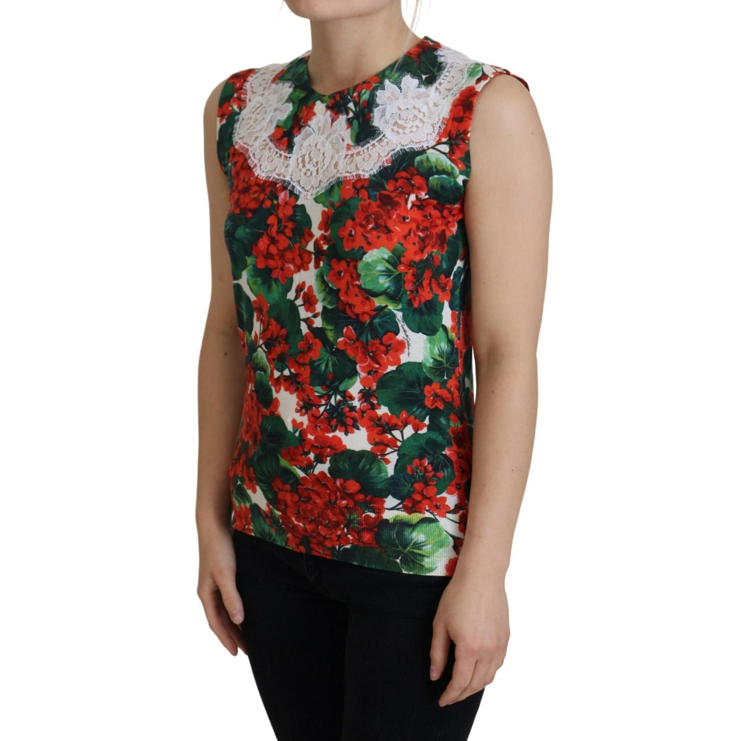 Dolce & Gabbana White Floral Wool Lace Vest Tank Top