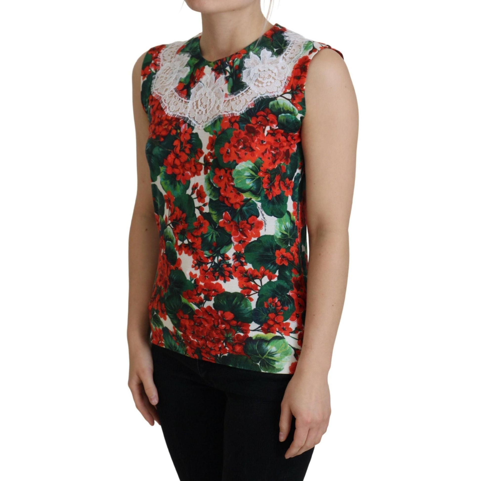 Dolce & Gabbana White Floral Wool Lace Vest Tank Top