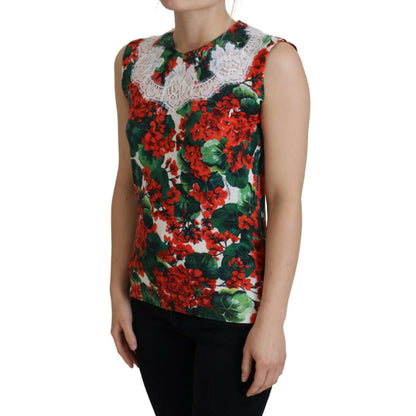 Dolce & Gabbana White Floral Wool Lace Vest Tank Top