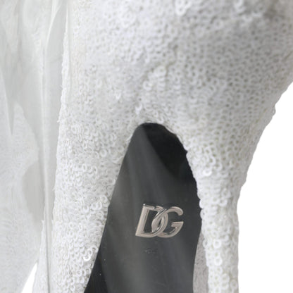 Dolce & Gabbana White Heels Stiletto Knee High Boots Shoes