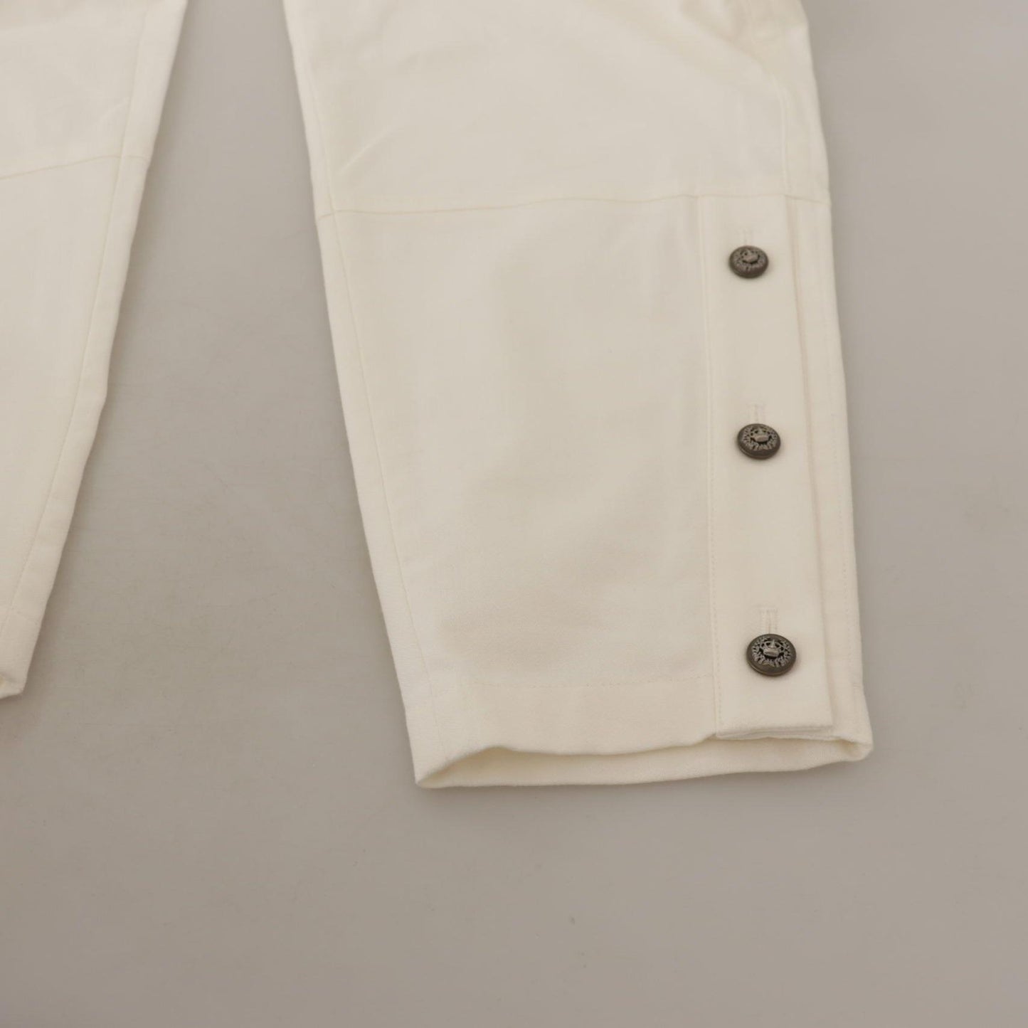 Dolce & Gabbana White High Waist Tapered Women Cotton Pants