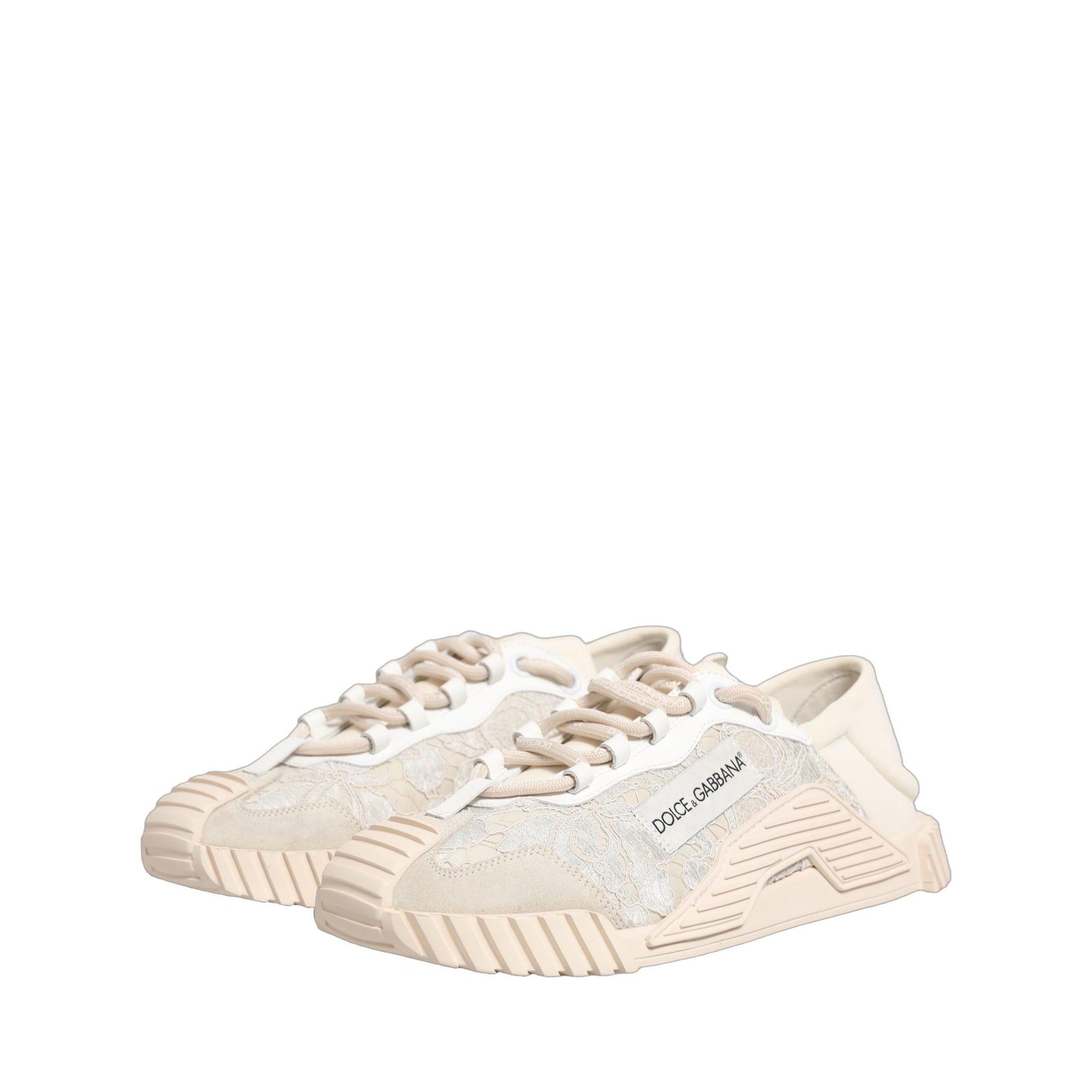 Dolce & Gabbana White Lace NS1 Low Top Sneaker Sports Shoes
