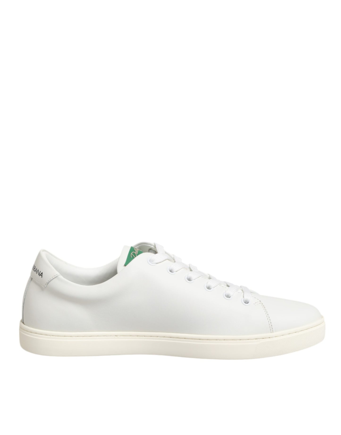 Dolce & Gabbana White Leather Rose Embroidery Low-Top Shoes