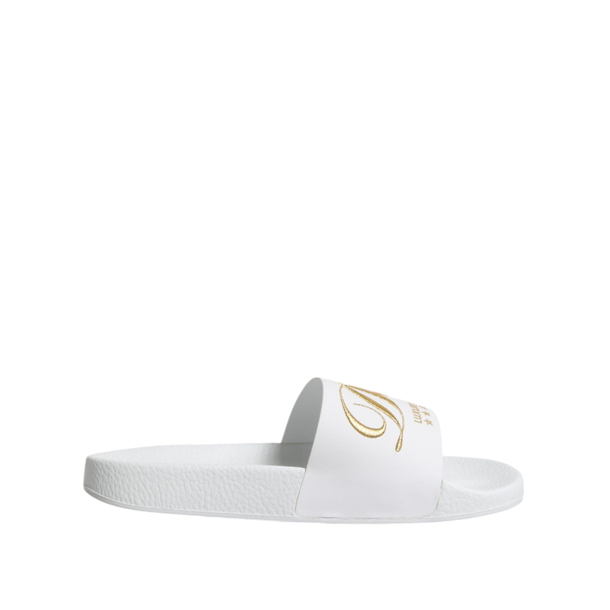 Dolce & Gabbana White Leather Slides Sandals Beachwear Shoes