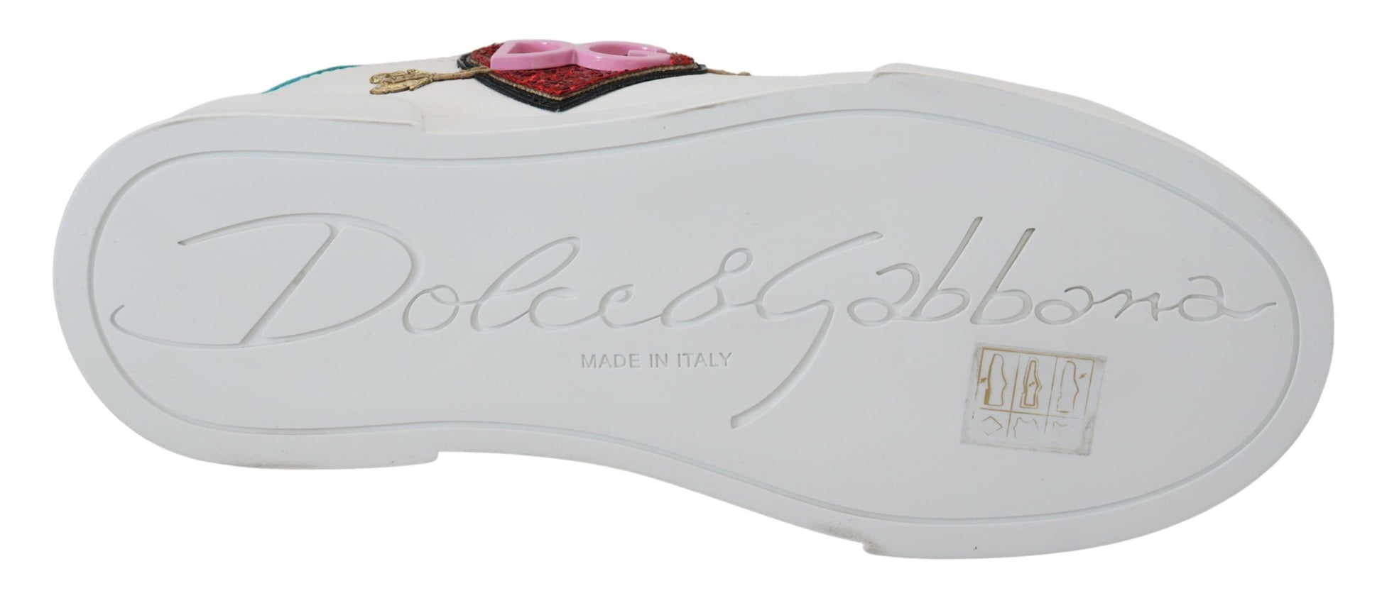 Dolce & Gabbana White Leather Sneakers Portofino Logo Heart Shoes
