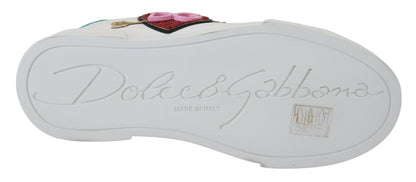 Dolce & Gabbana White Leather Sneakers Portofino Logo Heart Shoes