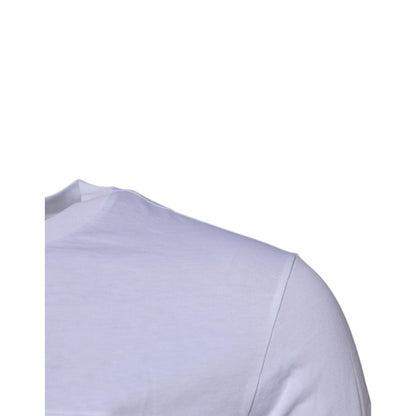 Dolce & Gabbana White Logo Plaque Cotton Crew Neck T-shirt