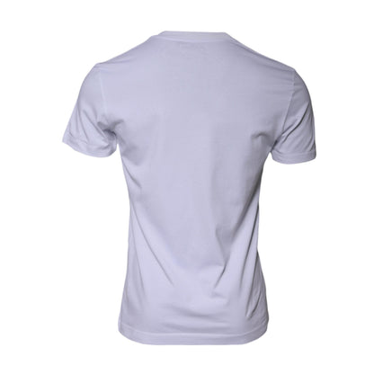 Dolce & Gabbana White Logo Print Cotton Crew Neck T-shirt