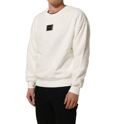 Dolce & Gabbana White LogoPlaque CrewNeck Sweatshirt Sweater