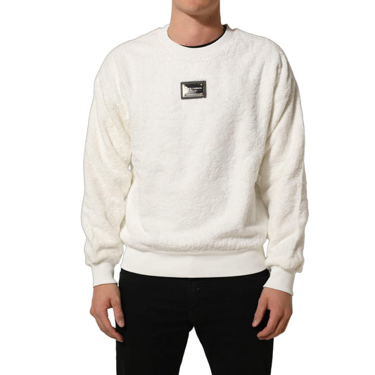Dolce & Gabbana White LogoPlaque CrewNeck Sweatshirt Sweater