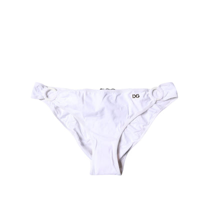 Dolce & Gabbana White Nylon Beachwear Bikini Bottom Swimwear
