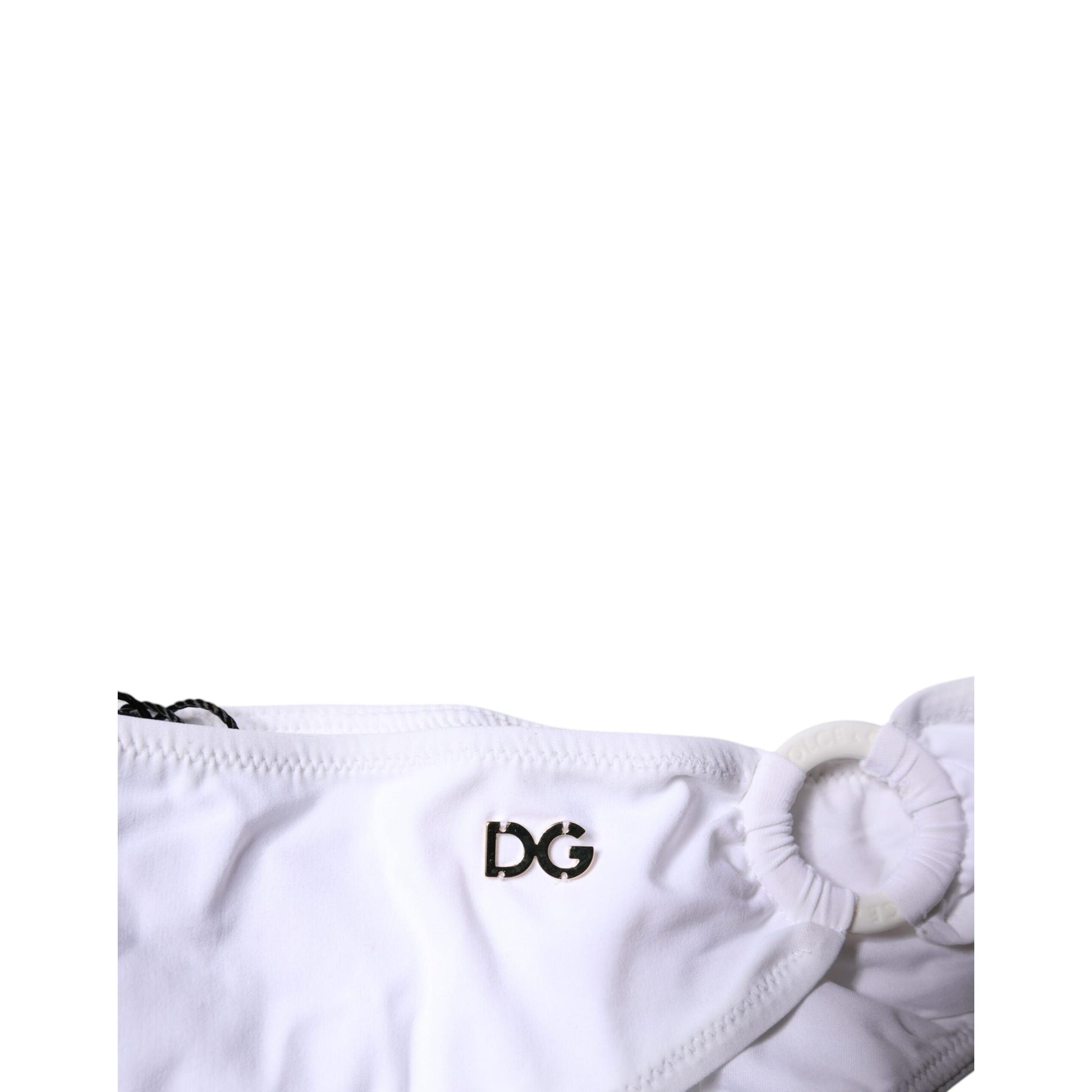 Dolce & Gabbana White Nylon Beachwear Bikini Bottom Swimwear